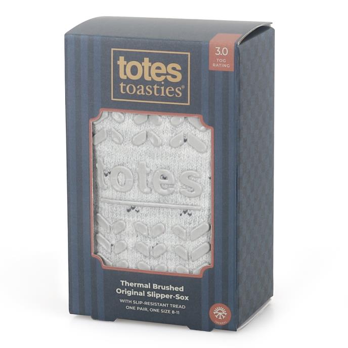 totes toasties® Mens Thermal Brushed Original Slipper Socks Grey Fair Isle Extra Image 1